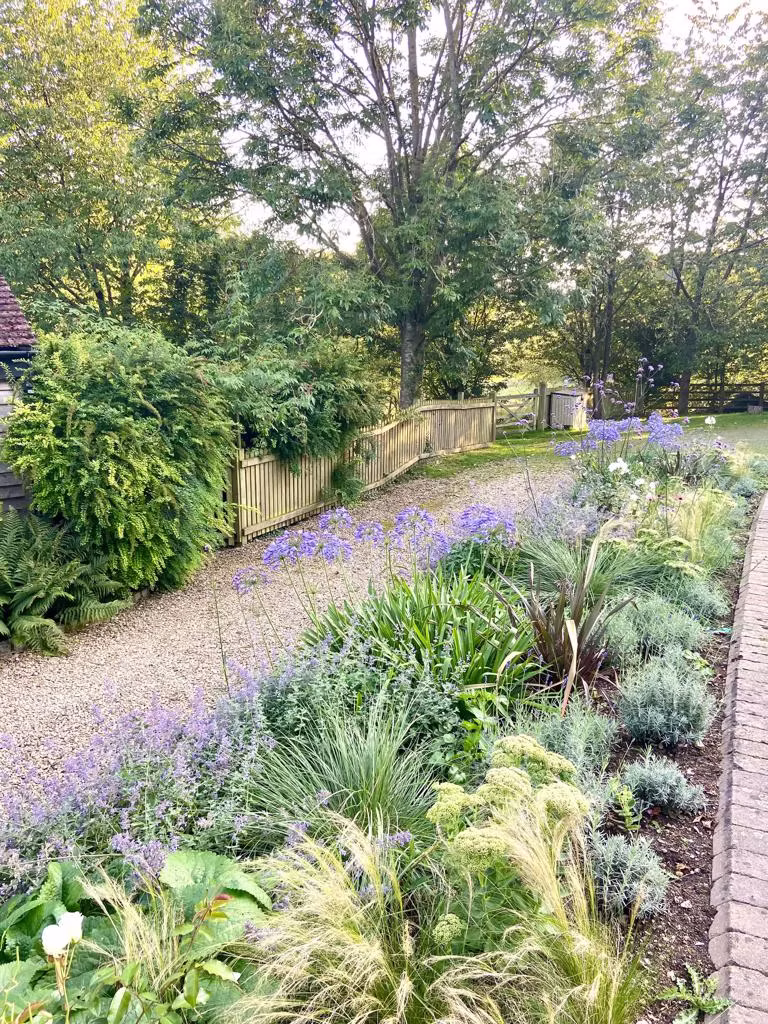 driveway with flower border